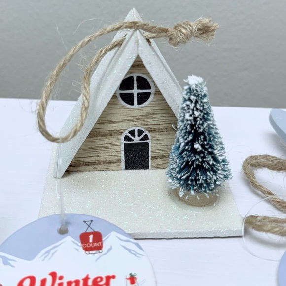 Target Bullseye Playground Winter Ornaments, Sled, Sleigh, Skis, & Cabin, New - Picture 3 of 5